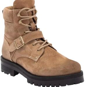 NEW AllSaints Women's Donita Suede Lace Combat Boots Sand Size 38